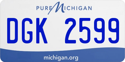 MI license plate DGK2599