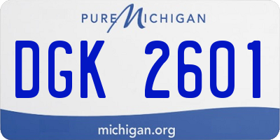 MI license plate DGK2601