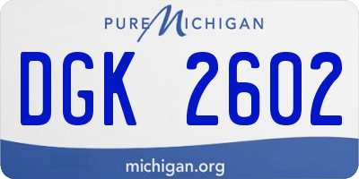MI license plate DGK2602