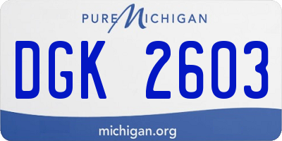 MI license plate DGK2603