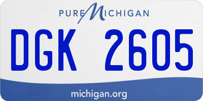 MI license plate DGK2605