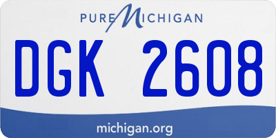 MI license plate DGK2608