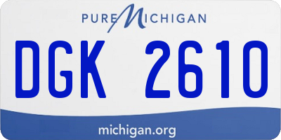 MI license plate DGK2610