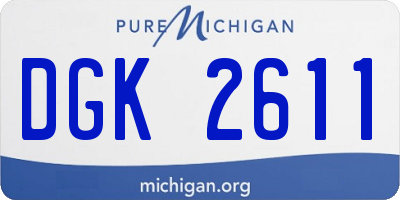 MI license plate DGK2611
