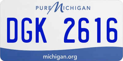 MI license plate DGK2616
