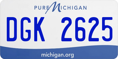 MI license plate DGK2625