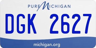 MI license plate DGK2627