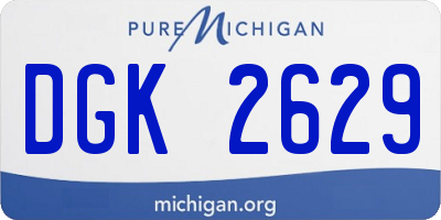 MI license plate DGK2629