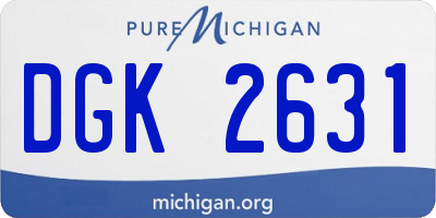 MI license plate DGK2631