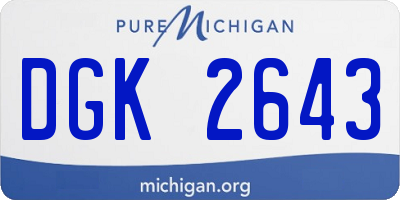 MI license plate DGK2643
