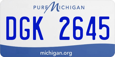 MI license plate DGK2645