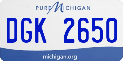 MI license plate DGK2650