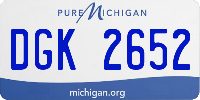 MI license plate DGK2652