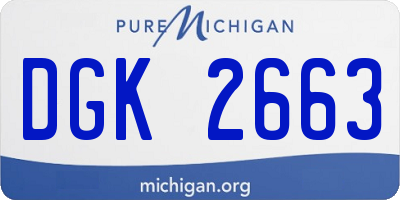 MI license plate DGK2663