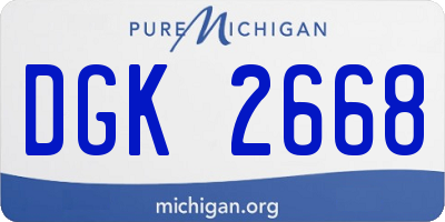 MI license plate DGK2668