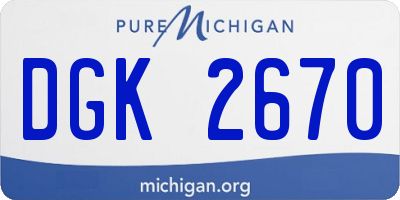 MI license plate DGK2670
