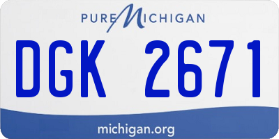 MI license plate DGK2671
