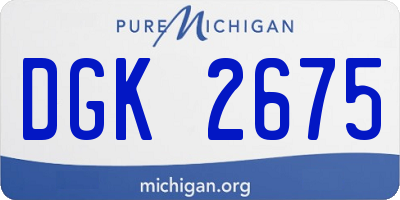 MI license plate DGK2675