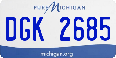 MI license plate DGK2685