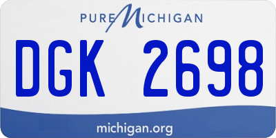 MI license plate DGK2698