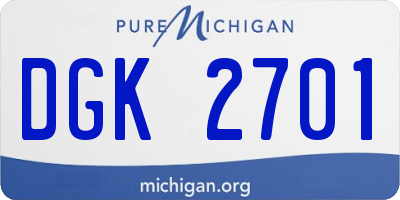 MI license plate DGK2701
