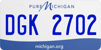 MI license plate DGK2702