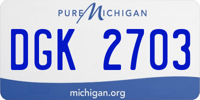 MI license plate DGK2703