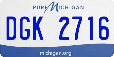 MI license plate DGK2716