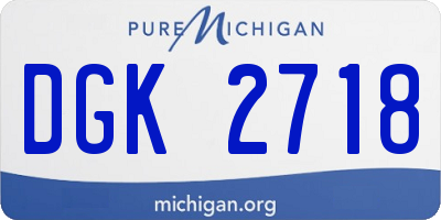 MI license plate DGK2718