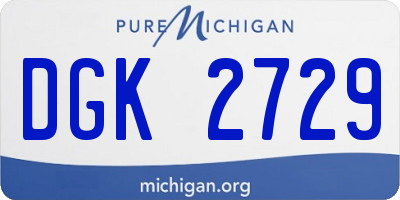 MI license plate DGK2729