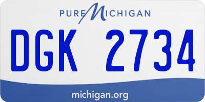 MI license plate DGK2734