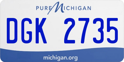 MI license plate DGK2735