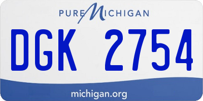 MI license plate DGK2754