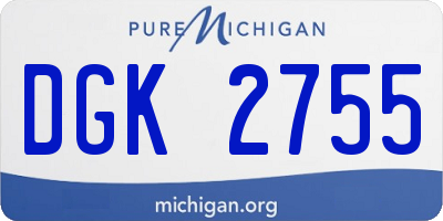 MI license plate DGK2755
