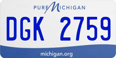 MI license plate DGK2759