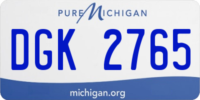 MI license plate DGK2765