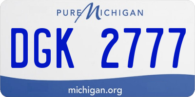 MI license plate DGK2777