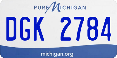 MI license plate DGK2784