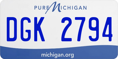 MI license plate DGK2794