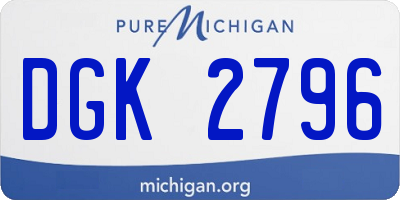 MI license plate DGK2796