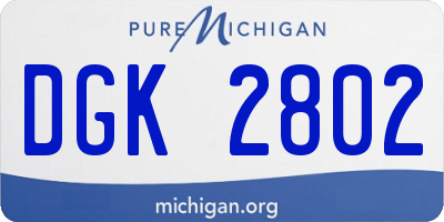MI license plate DGK2802
