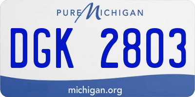 MI license plate DGK2803