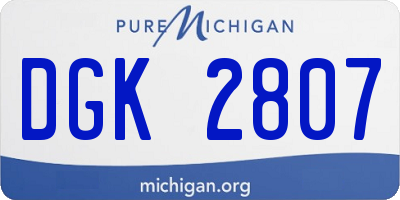 MI license plate DGK2807