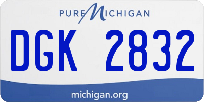 MI license plate DGK2832