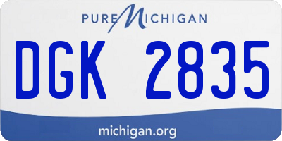 MI license plate DGK2835