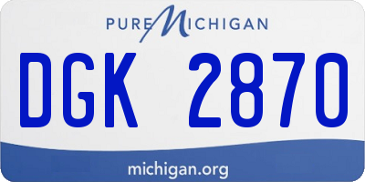 MI license plate DGK2870