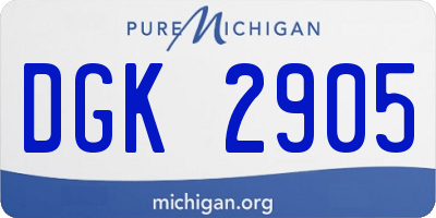 MI license plate DGK2905
