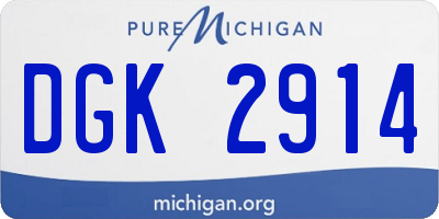 MI license plate DGK2914