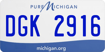 MI license plate DGK2916