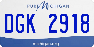 MI license plate DGK2918